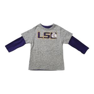 🆕 LSU Tigers 3-in-1 Toddler Layered Long /Short Sleeve Shirt Set Gray Purple 3T